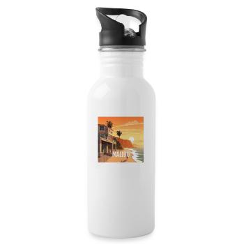 Malibu at sunset - Water bottle with straw - white - Right