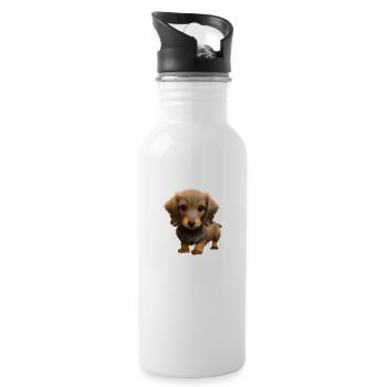Dackelwelpe Dachshund Hund Hundehalter Hunde - Trinkflasche mit integriertem Trinkhalm - Weiß - Rechts