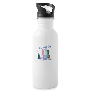 Niedliches New York City - Trinkflasche mit integriertem Trinkhalm - Weiß - Rechts
