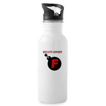 Anstößige Inhalte, F-Bombe - Trinkflasche mit integriertem Trinkhalm - Weiß - Rechts