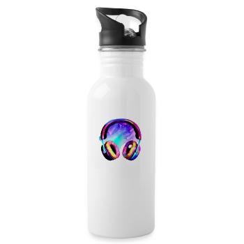 Headphones Singer Listen to music Singing Musicians Gamer - Water bottle with straw - white - Right