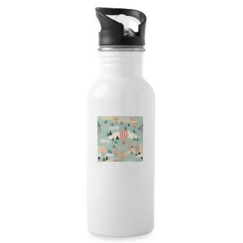 Floating Dreams: Heißluftballon-Kollektion - Trinkflasche mit integriertem Trinkhalm - Weiß - Rechts