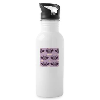Comic Bat Adventures: Cute Bats - Water bottle with straw - white - Right