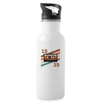 1939 retro vintage anniversary - Water bottle with straw - white - Right