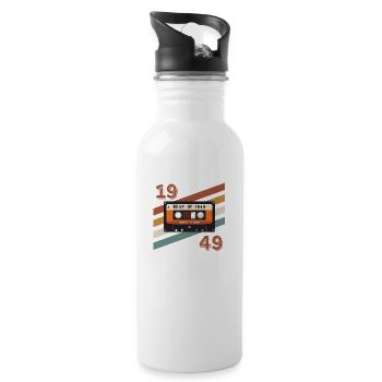 1949 retro vintage anniversary - Water bottle with straw - white - Right