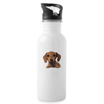 Hundehalter Hunde Dachshund Hund Dackelwelpe - Trinkflasche mit integriertem Trinkhalm - Weiß - Rechts