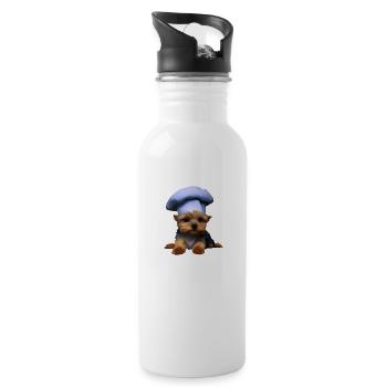 Yorkshire Terrier Restaurateur Dog Dog Puppy Cooking - Water bottle with straw - white - Right