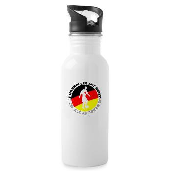fussballer mit herz deutschland 3 - Trinkflasche mit integriertem Trinkhalm - Weiß - Rechts