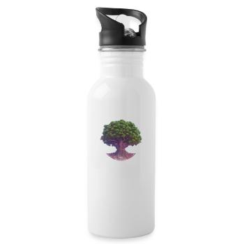 Lebensbaum Meditation Baum des Lebens Yoga - Trinkflasche mit integriertem Trinkhalm - Weiß - Rechts