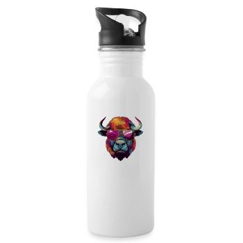 Bok the spectacled bison - Water bottle with straw - white - Right