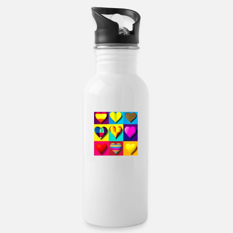A016 - Trinkflasche mit integriertem Trinkhalm - Weiß