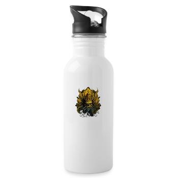 gelbe Tentakel - Trinkflasche mit integriertem Trinkhalm - Weiß - Rechts