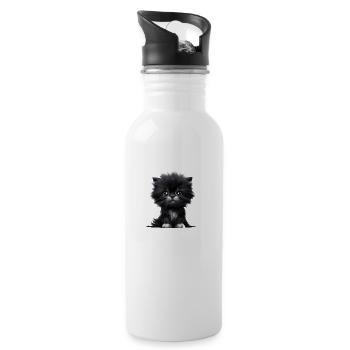 Chat Propriétaire de chat Chaton domestique - Gourde avec paille intégrée - blanc - Droite