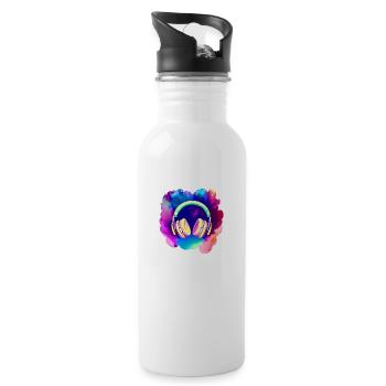 Headphones Singer Singing Musician Gamer Listen to music - Water bottle with straw - white - Right