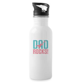 Dad Rocks! - Trinkflasche mit integriertem Trinkhalm - Weiß - Rechts