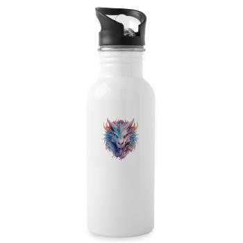 Dragon Face - Trinkflasche mit integriertem Trinkhalm - Weiß - Rechts