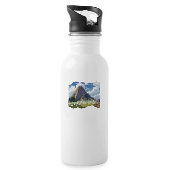 Wandern - Trinkflasche mit integriertem Trinkhalm - Weiß - Rechts
