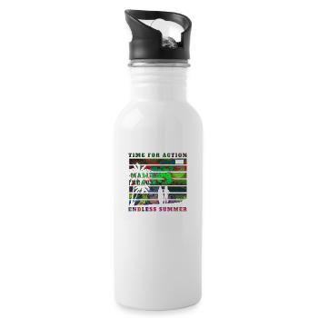 sommer surfen kroatien strand paradies party vibes - Trinkflasche mit integriertem Trinkhalm - Weiß - Rechts