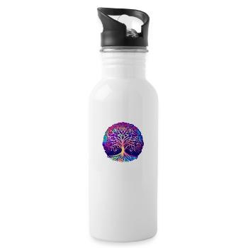 Meditation Tree of Life Yoga Tree of Life - Water bottle with straw - white - Right
