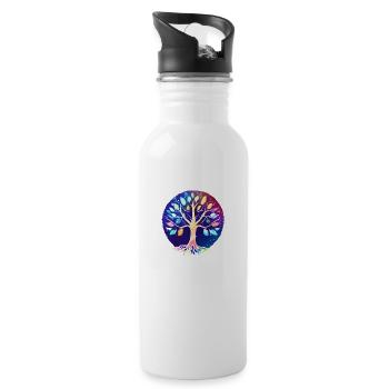 Lebensbaum Yoga Meditation Baum des Lebens - Trinkflasche mit integriertem Trinkhalm - Weiß - Rechts