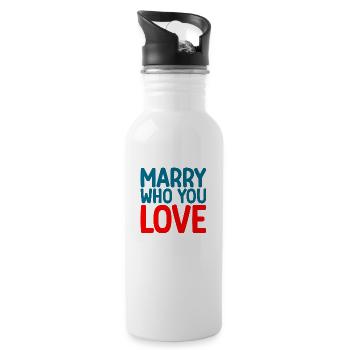 Marry Who You Love - Water bottle with straw - white - Right
