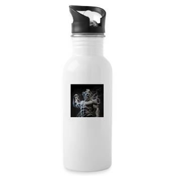 Greek Zeus Sculpture Modern - Water bottle with straw - white - Right