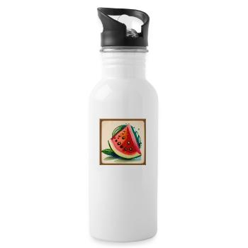 Melon frais Pastèque Wassermelone - Gourde avec paille intégrée - blanc - Droite