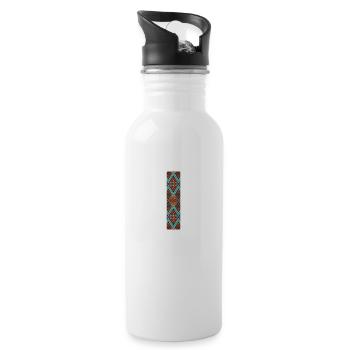 Letter I- boho design, Colorful monogram - Water bottle with straw - white - Right