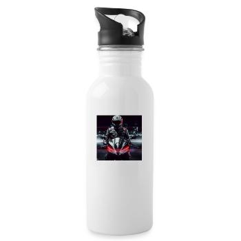 Motorrad digitale Kunst - Trinkflasche mit integriertem Trinkhalm - Weiß - Rechts