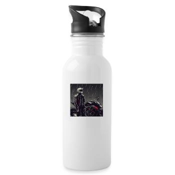 Dessin au crayon de moto - Gourde avec paille intégrée - blanc - Droite