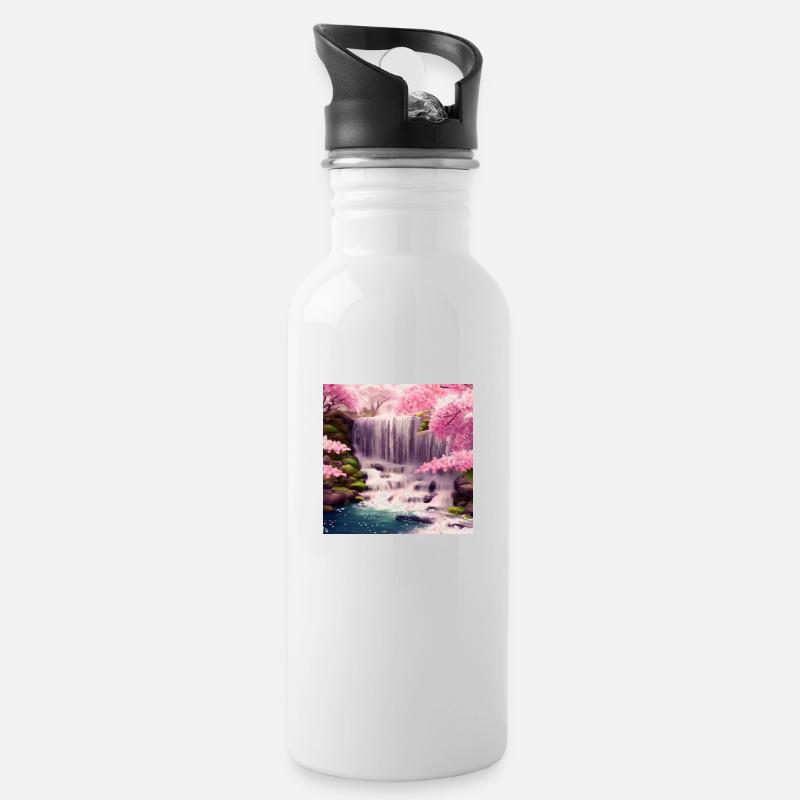 a great view - Water bottle with straw - white