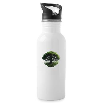 Lebensbaum Baum des Lebens Yoga Meditation - Trinkflasche mit integriertem Trinkhalm - Weiß - Rechts