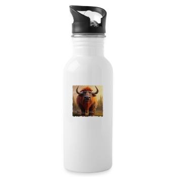 Cool bison - Water bottle with straw - white - Right
