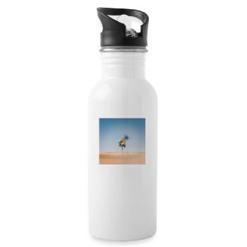 Brennende Palme bei glühender Hitze in der Wüste. - Trinkflasche mit integriertem Trinkhalm - Weiß - Rechts