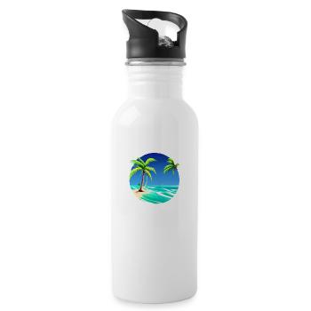 Sommerurlaub Palmen Strand Insel Sonne Palme - Trinkflasche mit integriertem Trinkhalm - Weiß - Rechts