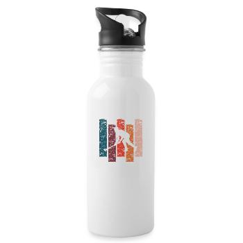 Vintage Geschenk Hockey - Trinkflasche mit integriertem Trinkhalm - Weiß - Rechts