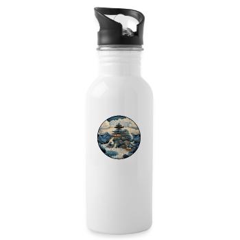No. 2: Temple Japan Kanagawa T-shirt Ukyio_e - Water bottle with straw - white - Right