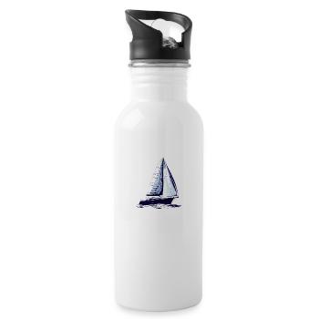 Segler Segelschiff Segeln Segelsport Segelboot - Trinkflasche mit integriertem Trinkhalm - Weiß - Rechts