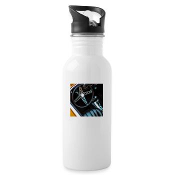 cooles vintage design eines Sport Autos - Trinkflasche mit integriertem Trinkhalm - Weiß - Rechts