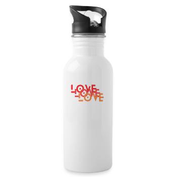 love - Trinkflasche mit integriertem Trinkhalm - Weiß - Rechts