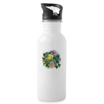 Colorful bird - Water bottle with straw - white - Right