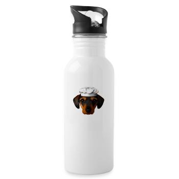 Dachshund Restaurateur Dog Dachshund Puppy Cooking Dogs - Water bottle with straw - white - Right