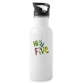 High Five Stil Cool Hand Witz Spruch Hit Trend - Trinkflasche mit integriertem Trinkhalm - Weiß - Rechts