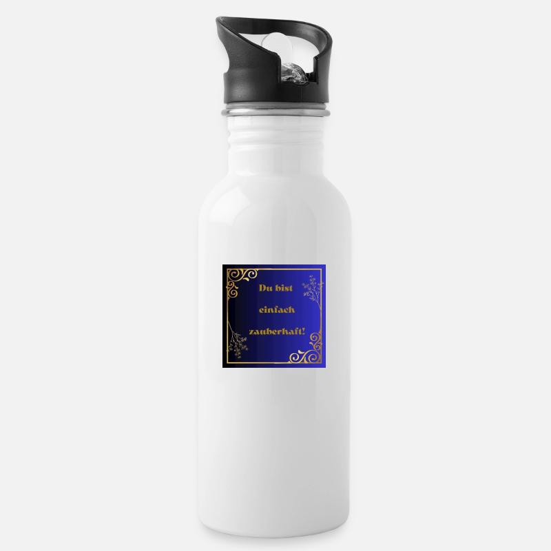 Du bist einfach zauberhaft - Trinkflasche mit integriertem Trinkhalm - Weiß