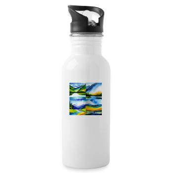 Sanfte Horizonte - Nachhaltige Kollektion - Trinkflasche mit integriertem Trinkhalm - Weiß - Rechts
