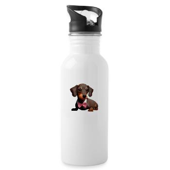 Chiens teckels avec nœud papillon Chien teckel Chiot - Gourde avec paille intégrée - blanc - Droite