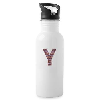 Monogramm Buchstabe Y - geometrisches Muster - Trinkflasche mit integriertem Trinkhalm - Weiß - Rechts