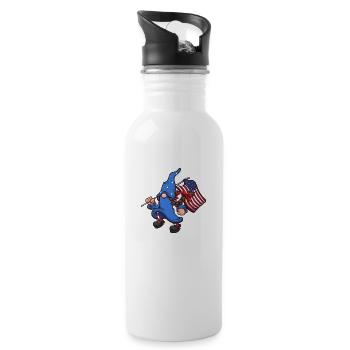 Weiblicher Gnom des 4. Juli mit amerikanischer Flagge - Trinkflasche mit integriertem Trinkhalm - Weiß - Rechts