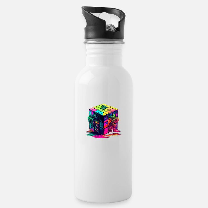 Cube - Gourde avec paille intégrée - blanc