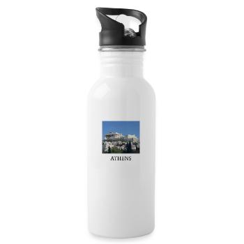Akropolis von Athen, Griechenland - Trinkflasche mit integriertem Trinkhalm - Weiß - Rechts